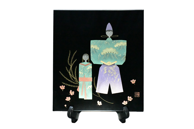 黒　塗板　立雛（友田裕次作）